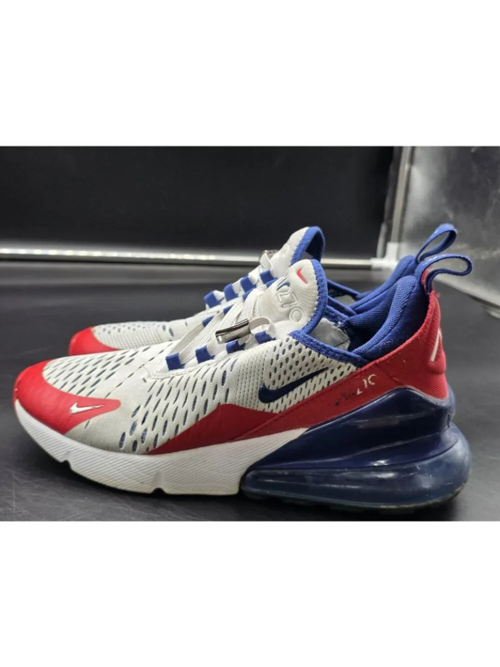 Nike Air Max 270 Shoes Youth 5Y White Red Running Sneakers CW5855-100 Stains
